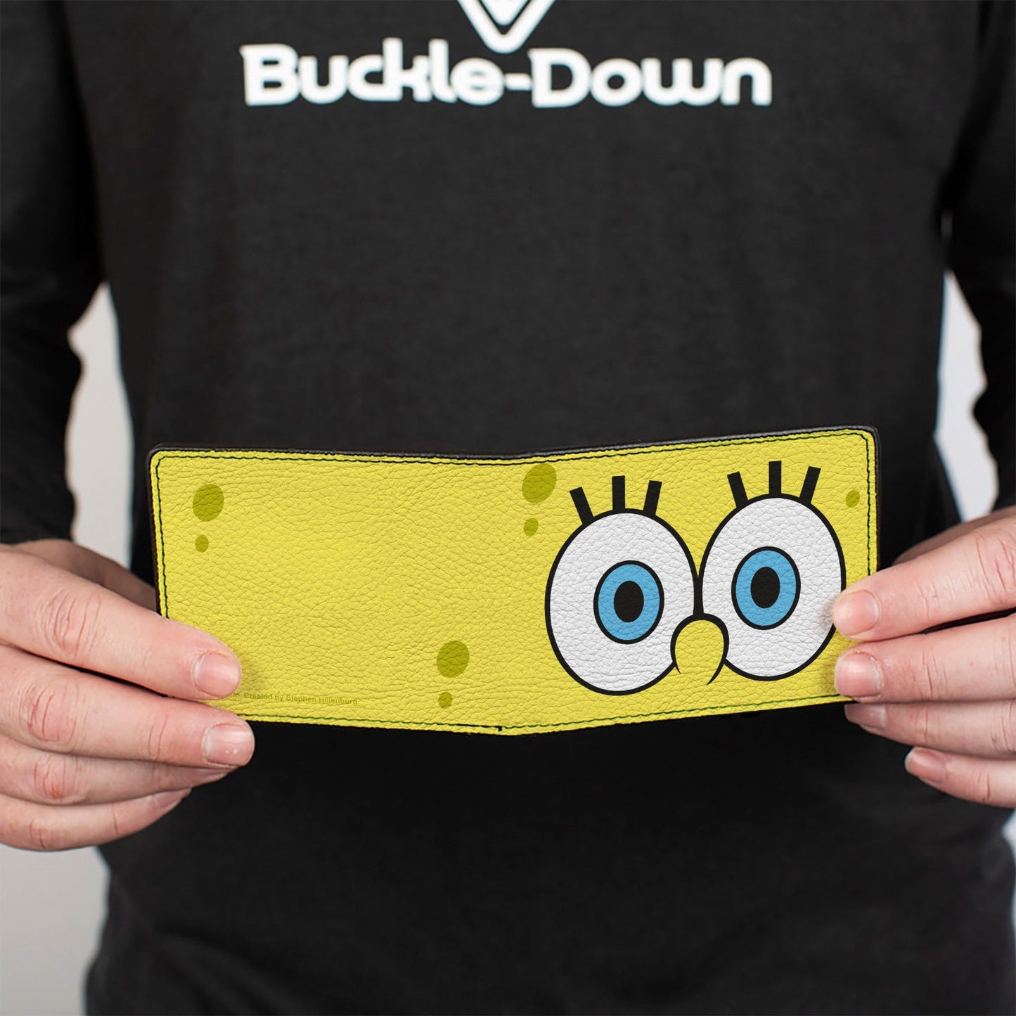 SpongeBob SquarePants Bi - Fold Wallet Eyes Close - Up Yellow Vegan Leather - Paramount Shop