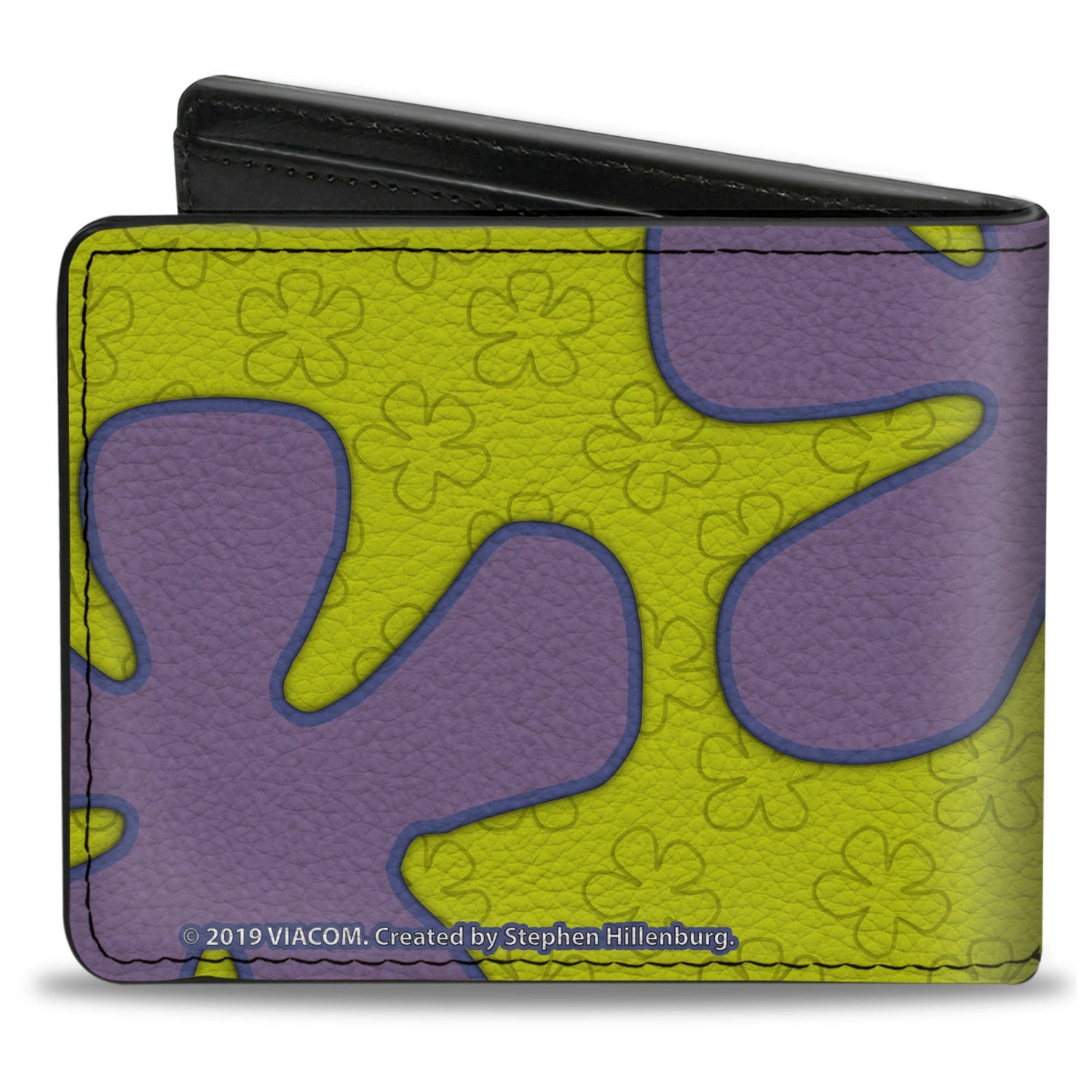 SpongeBob SquarePants Bi - Fold Wallet Flower Cloud Bounding Men's Vegan Leather Greens Purples - Paramount Shop