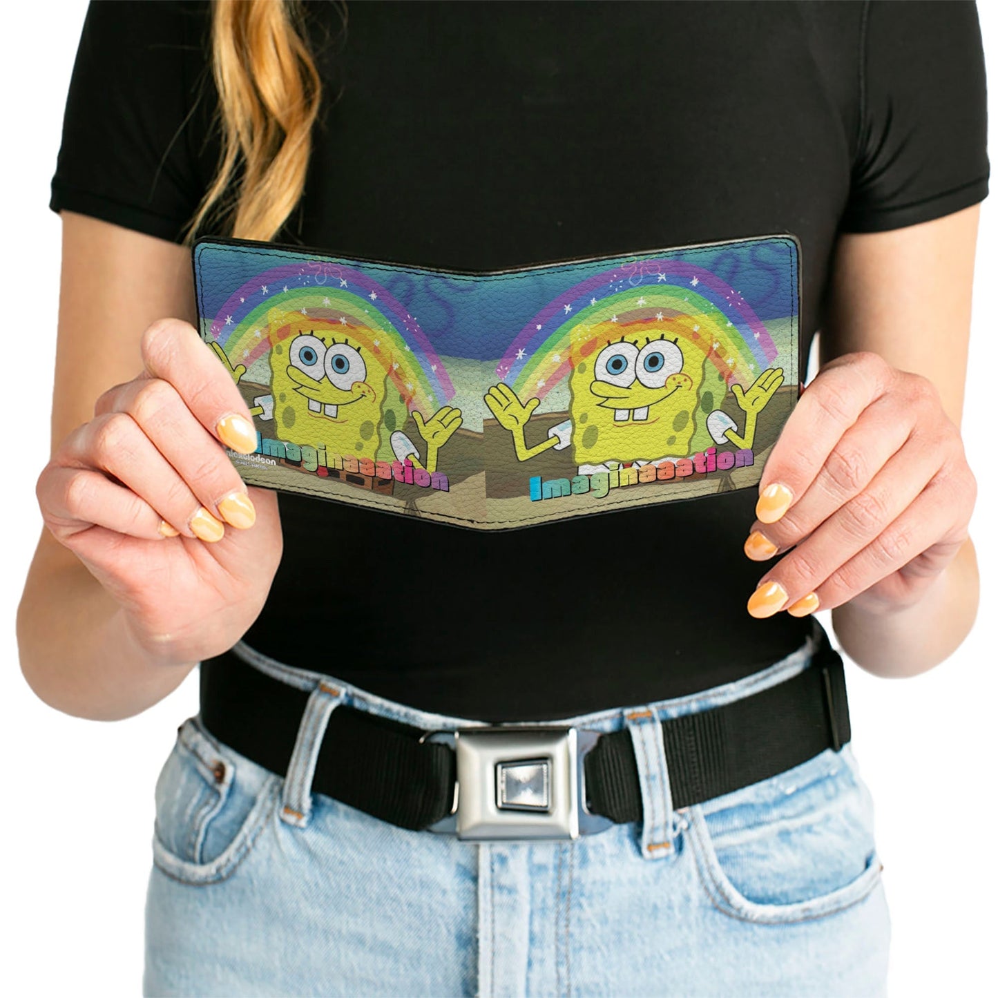 SpongeBob SquarePants Bi - Fold Wallet IMAGINAAATION Smiling Rainbow Pose. - Paramount Shop