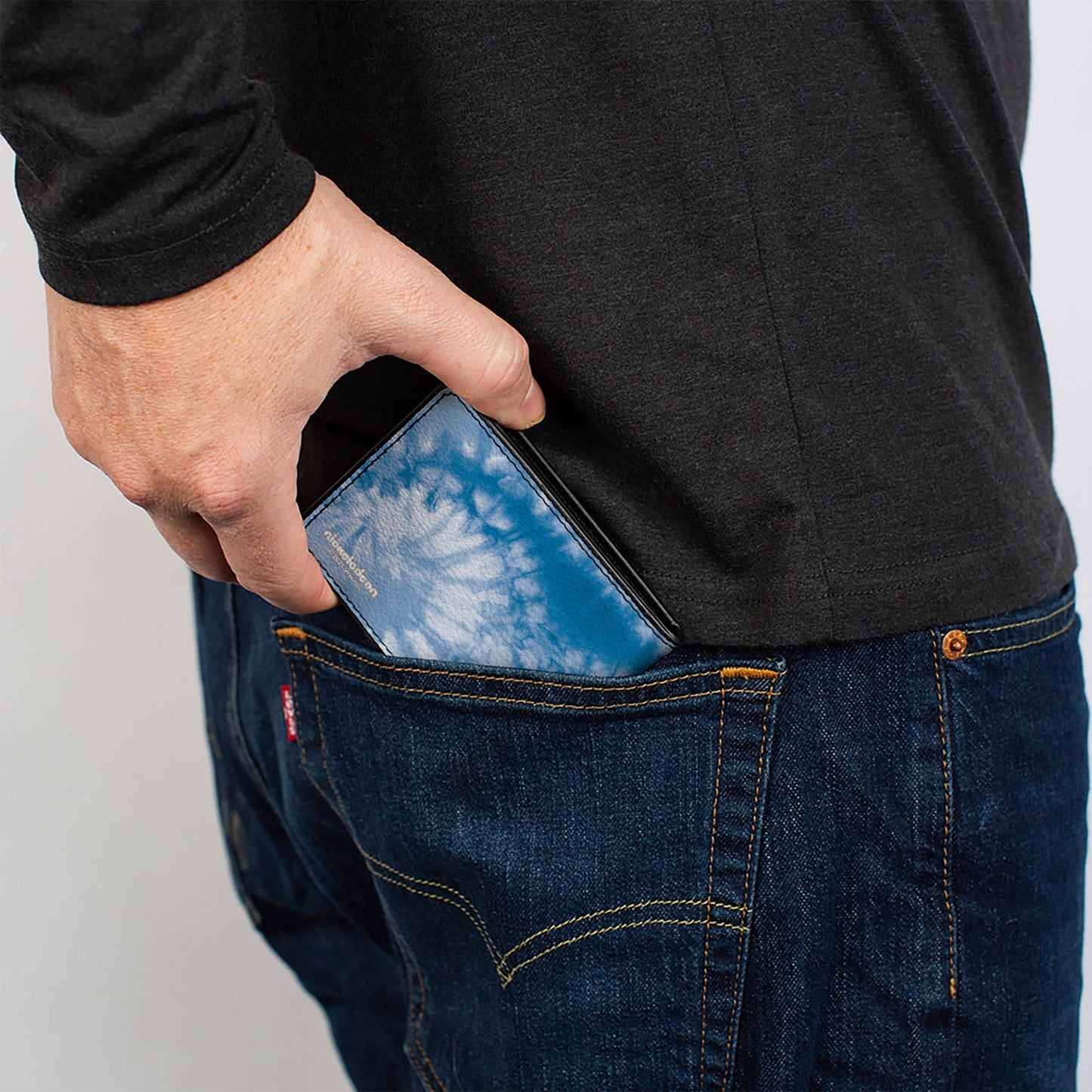 SpongeBob SquarePants Bi - Fold Wallet Imma Head Out Chair Pose Tie Dye Blues Vegan Leather - Paramount Shop