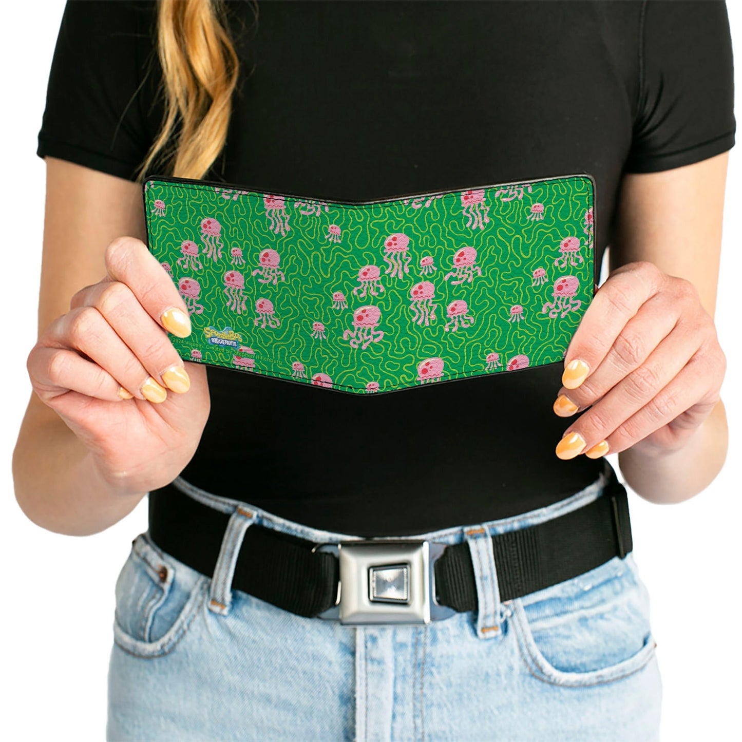 SpongeBob SquarePants Bi - Fold Wallet Jellyfish and Coral Greens/Pinks - Paramount Shop