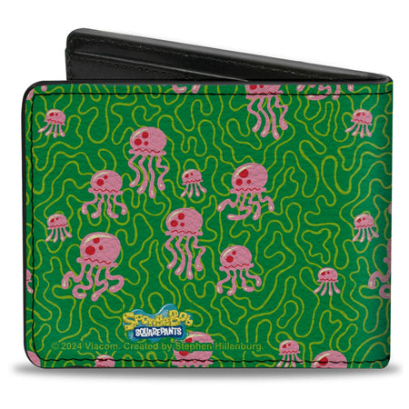 SpongeBob SquarePants Bi - Fold Wallet Jellyfish and Coral Greens/Pinks - Paramount Shop