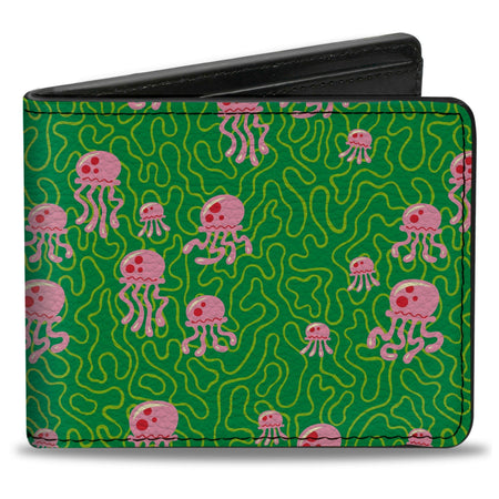 SpongeBob SquarePants Bi - Fold Wallet Jellyfish and Coral Greens/Pinks - Paramount Shop