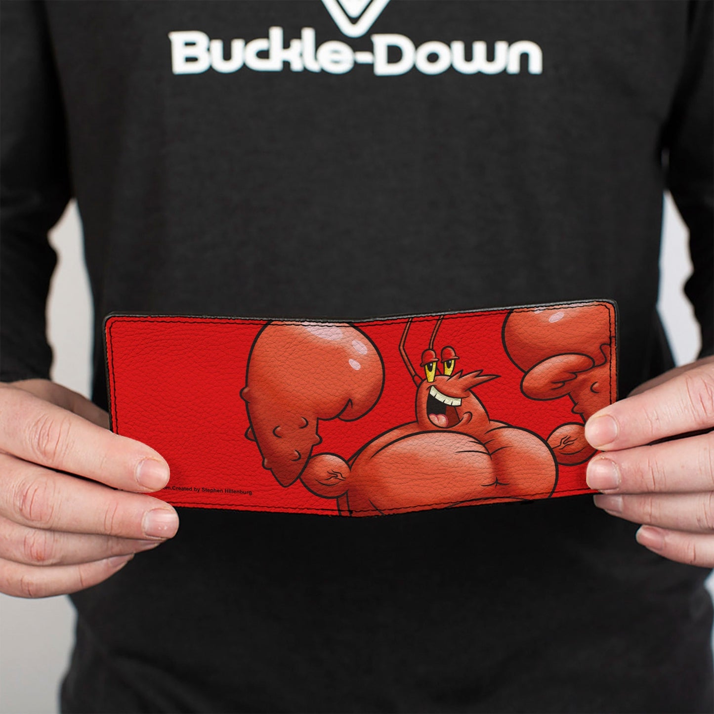 SpongeBob SquarePants Bi - Fold Wallet Larry the Lobster Flex Pose Vegan Leather Red - Paramount Shop