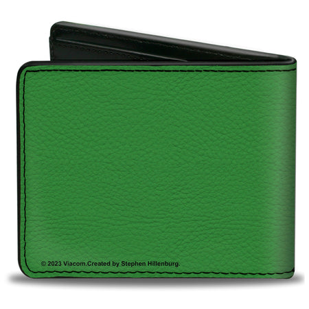 SpongeBob SquarePants Bi - Fold Wallet OH JOY Holiday Christmas Pose Men's Green Vegan Leather - Paramount Shop
