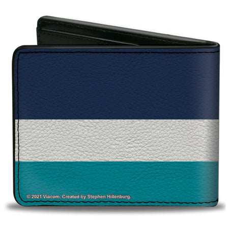 SpongeBob SquarePants Bi - Fold Wallet OK BOOMER Tongue Out Pose Stripe Blues White Vegan Leather - Paramount Shop