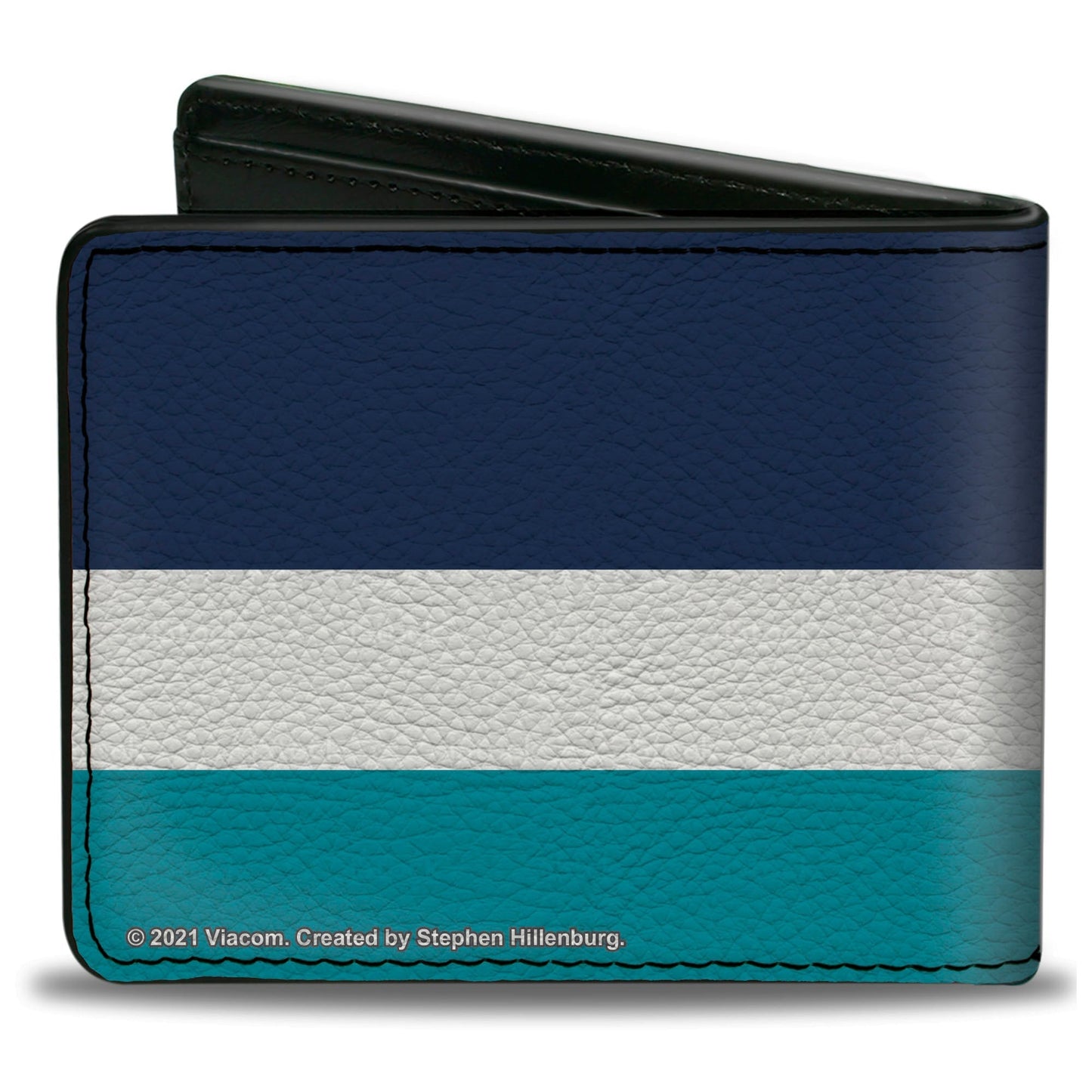 SpongeBob SquarePants Bi - Fold Wallet OK BOOMER Tongue Out Pose Stripe Blues White Vegan Leather - Paramount Shop