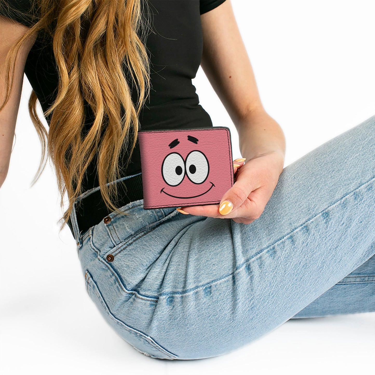SpongeBob SquarePants Bi - Fold Wallet Patrick Star TARTAR SAUCE Face Close - Up Pink - Paramount Shop