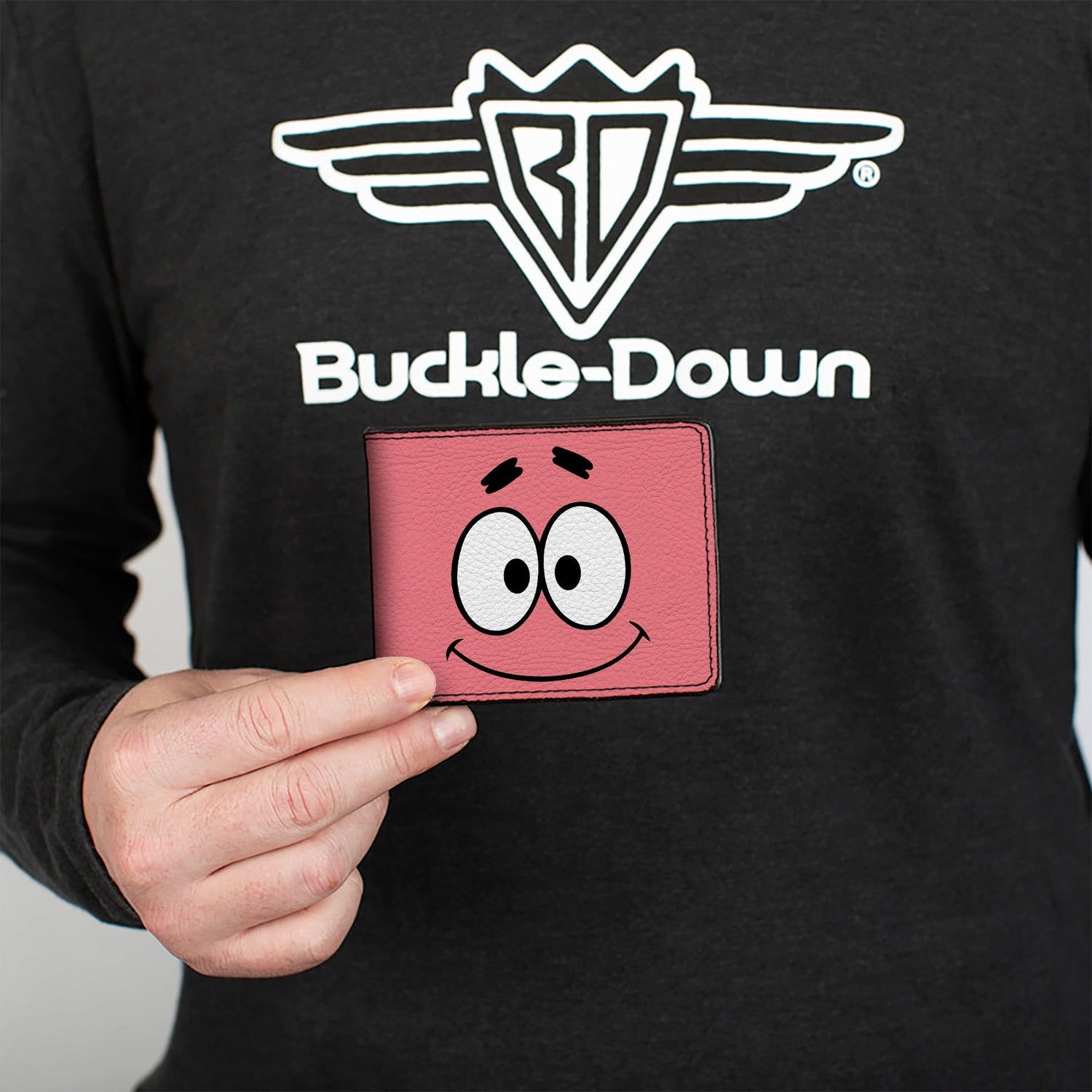 SpongeBob SquarePants Bi - Fold Wallet Patrick Star TARTAR SAUCE Face Close - Up Pink - Paramount Shop