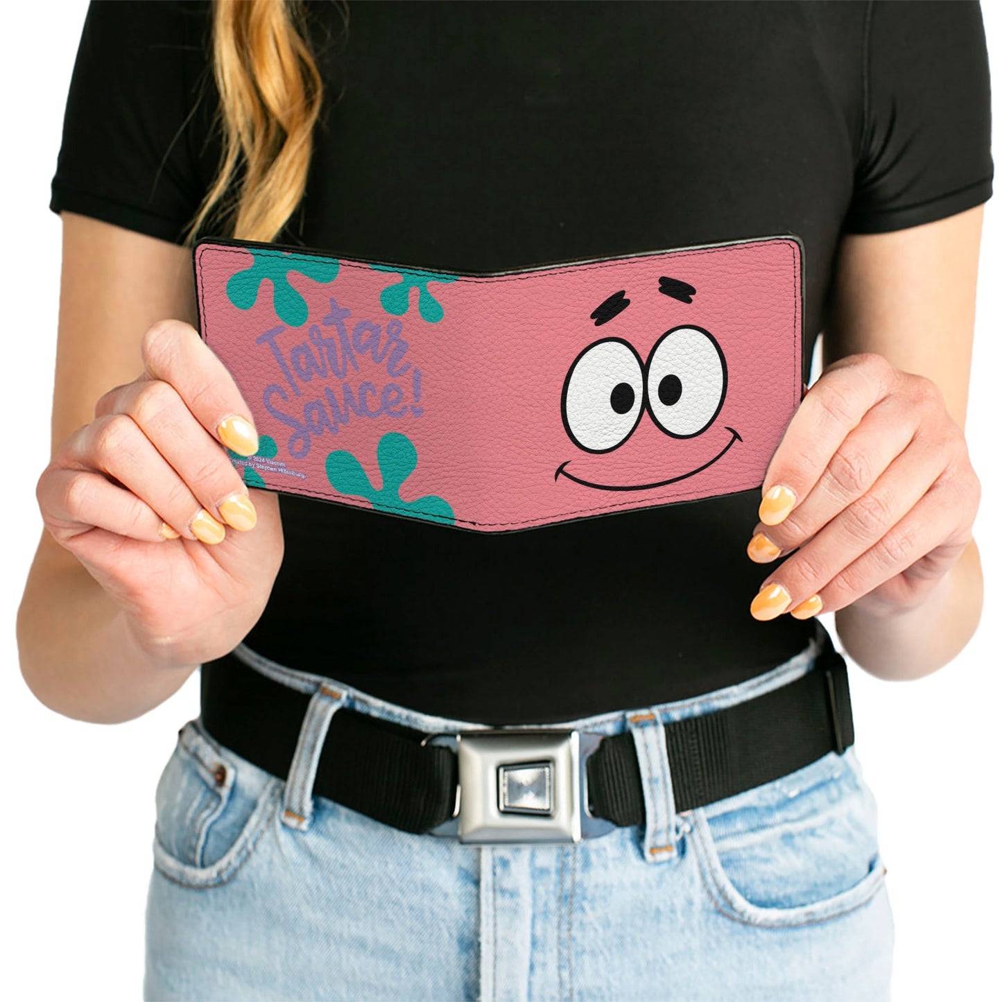 SpongeBob SquarePants Bi - Fold Wallet Patrick Star TARTAR SAUCE Face Close - Up Pink - Paramount Shop