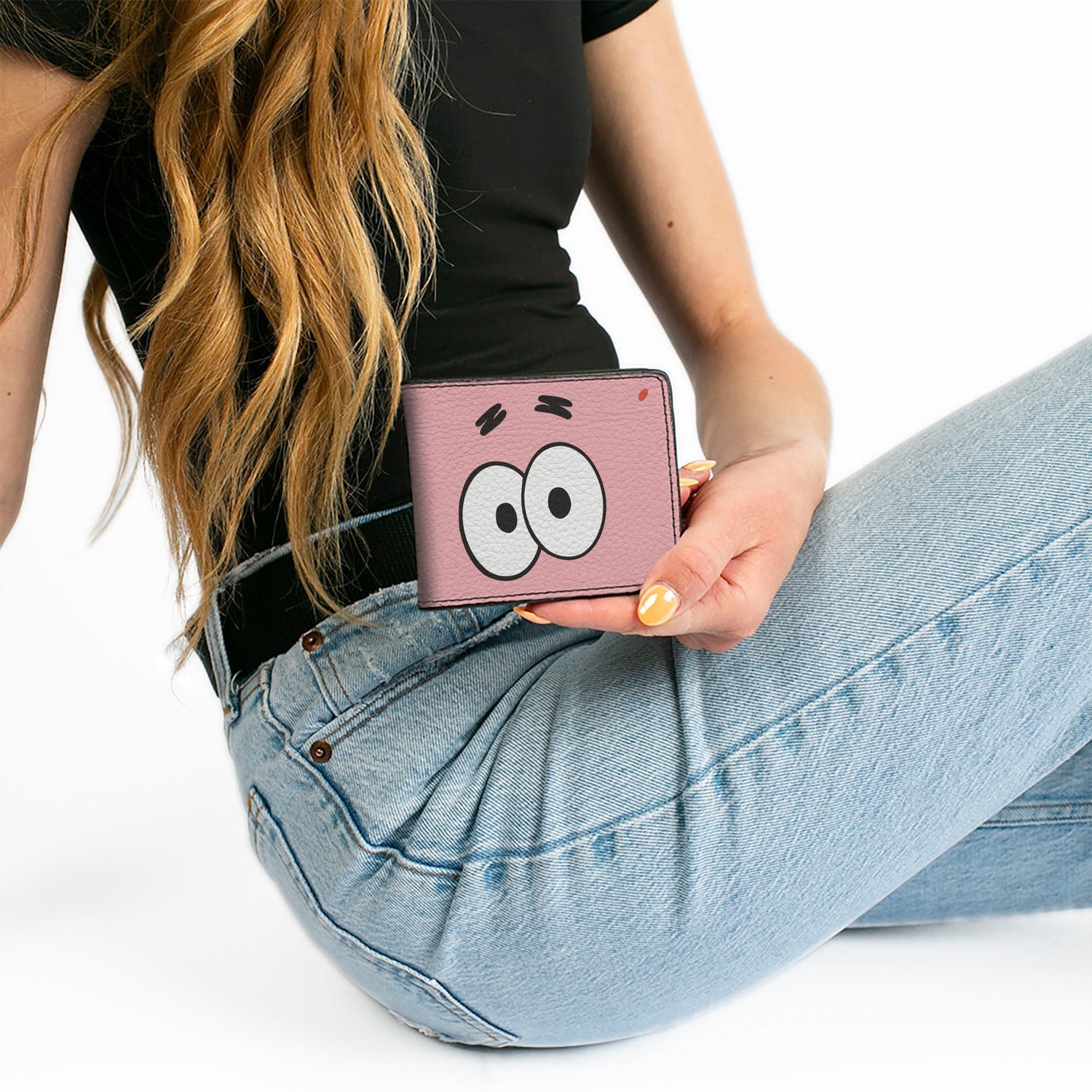 SpongeBob SquarePants Bi - Fold Wallet Patrick Starfish Eyes Close - Up Pink - Paramount Shop