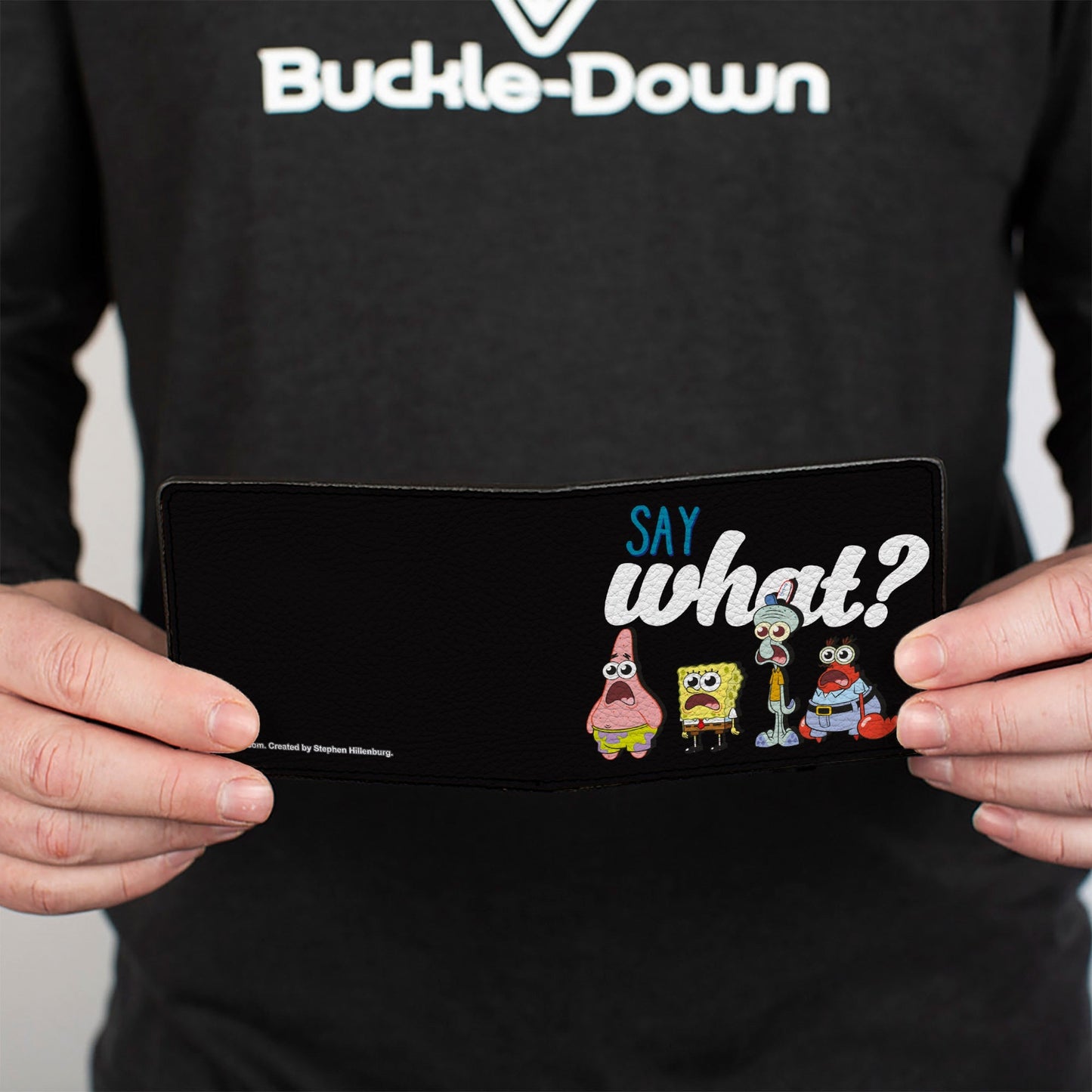 SpongeBob SquarePants Bi - Fold Wallet SAY WHAT? Group Pose Men's Vegan Leather. - Paramount Shop
