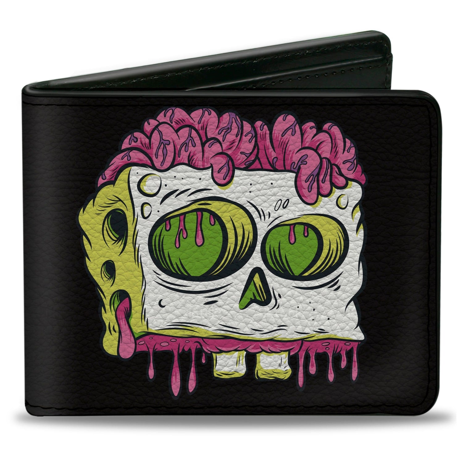 SpongeBob SquarePants Bi - Fold Wallet Slime Text and Skull Men's Black - Paramount Shop