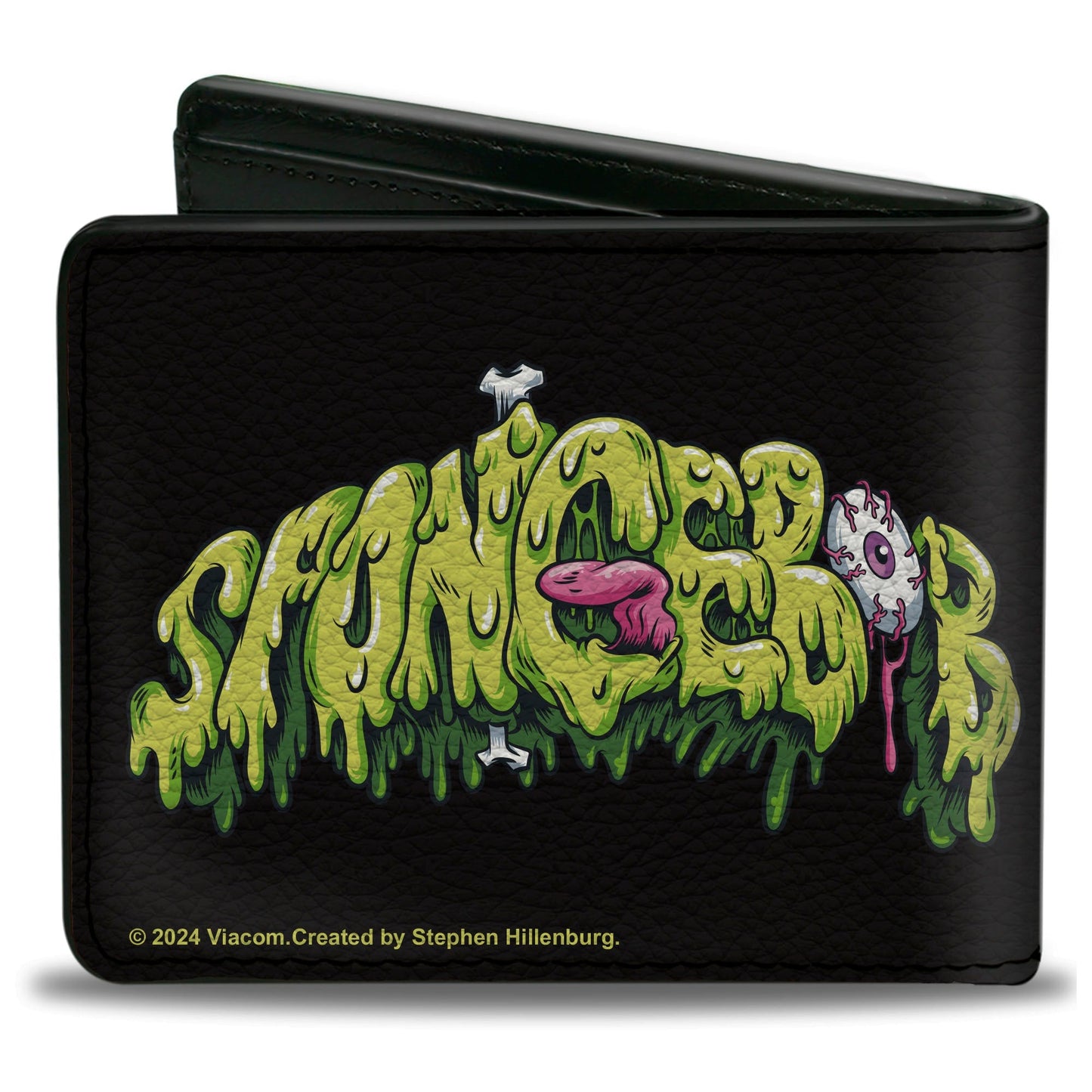 SpongeBob SquarePants Bi - Fold Wallet Slime Text and Skull Men's Black - Paramount Shop