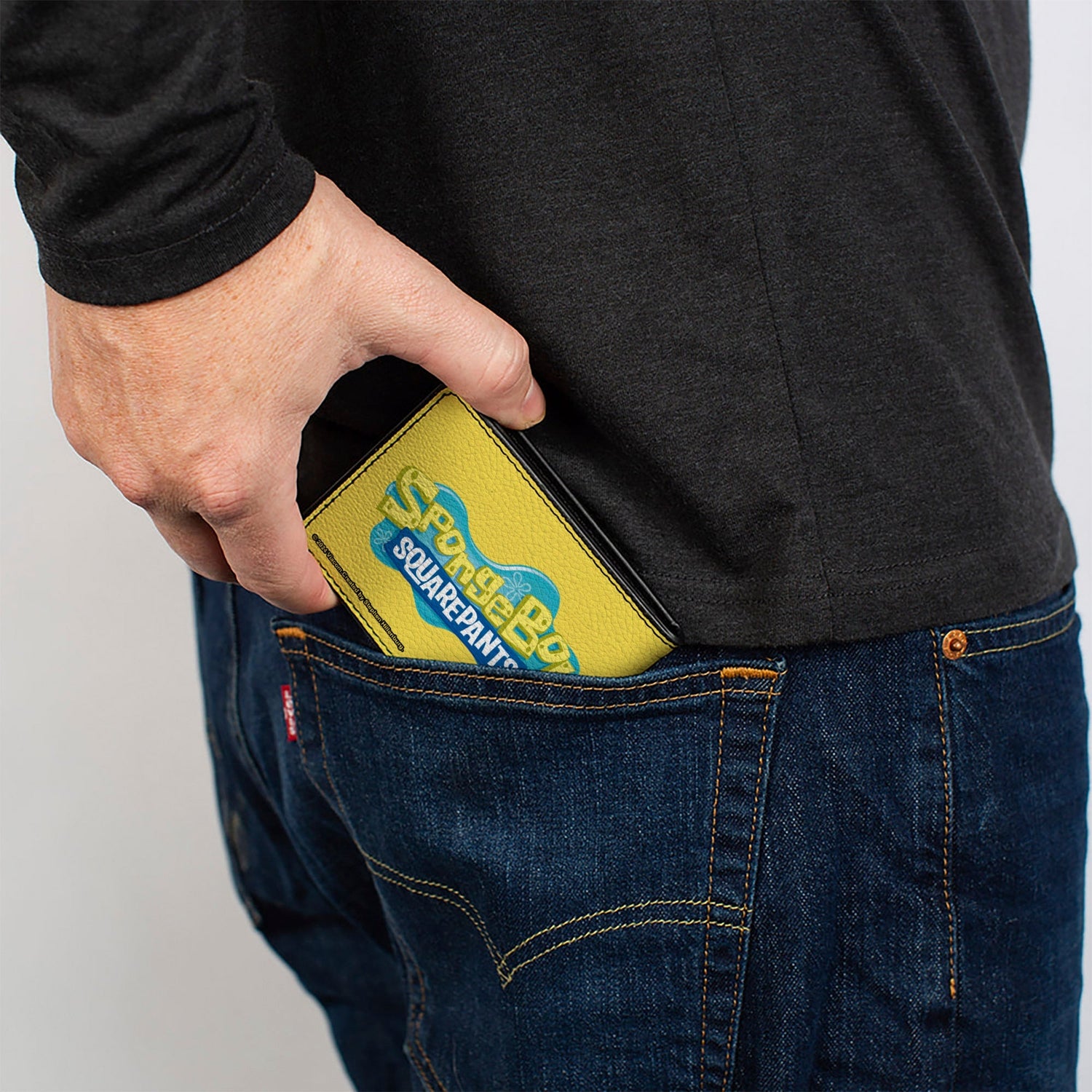 SpongeBob SquarePants Bi - Fold Wallet Still No Pickles Title Logo Vegan Leather Yellow/Multi Color - Paramount Shop