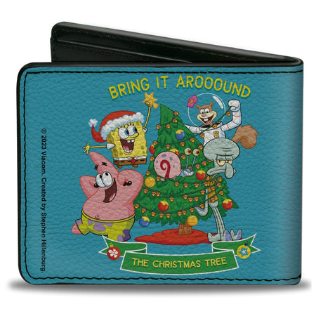 SpongeBob SquarePants Bi - Fold Wallet THE CHRISTMAS TREE Group Pose Men's Blue - Paramount Shop