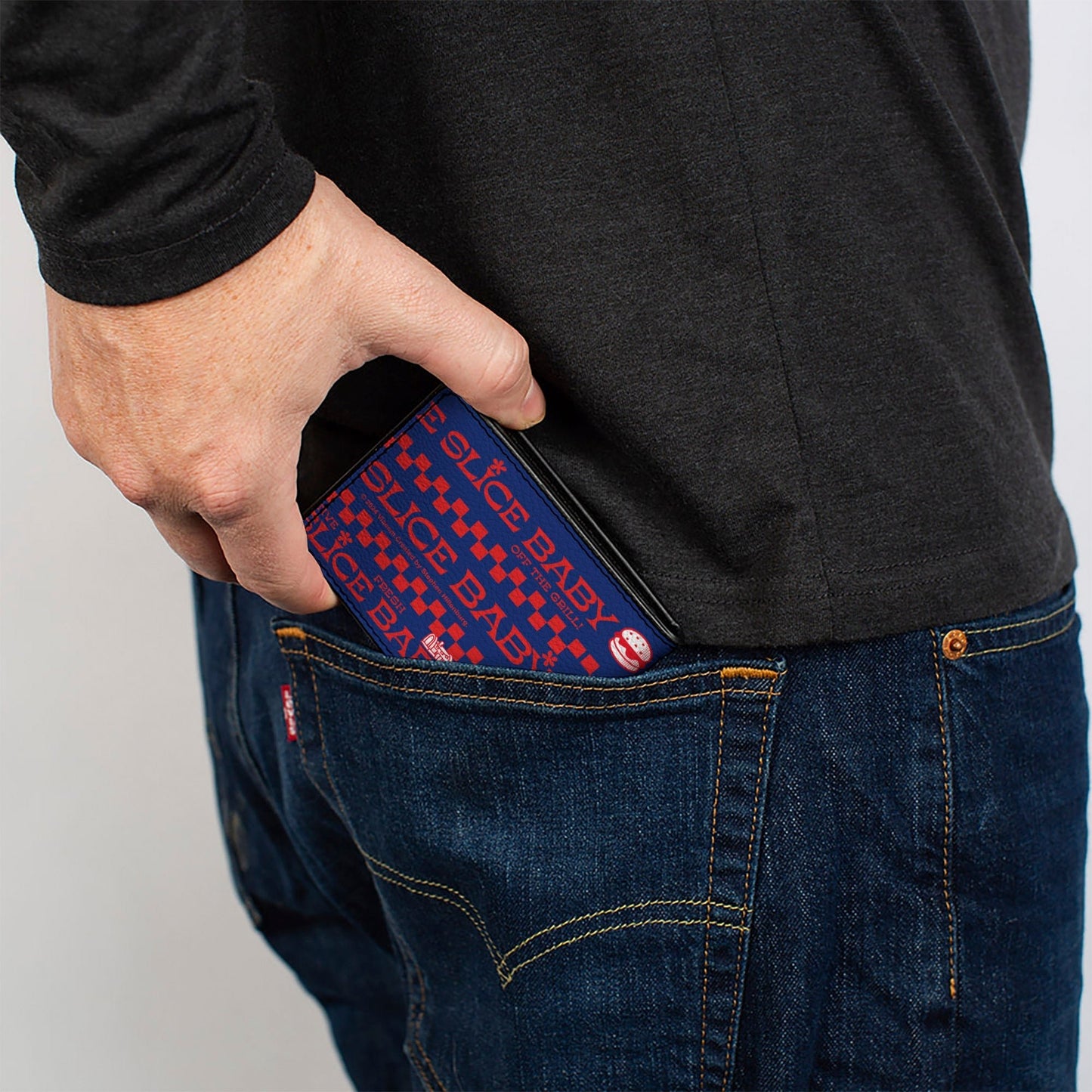 SpongeBob SquarePants Bi - Fold Wallet The Krusty Krab Crew SLICE SLICE BABY Pose Vegan Leather Blue/Red - Paramount Shop
