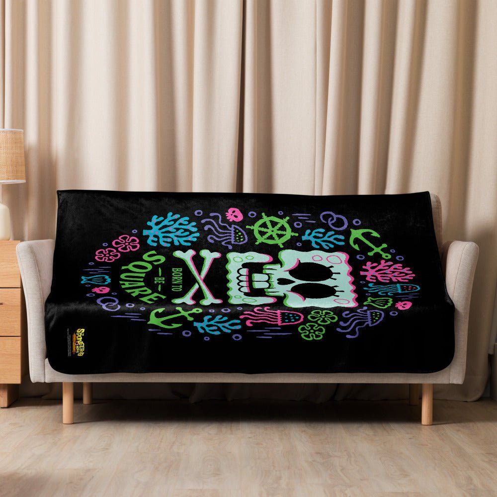 SpongeBob SquarePants Born To Be Square Premium Sherpa Blanket - Paramount Shop