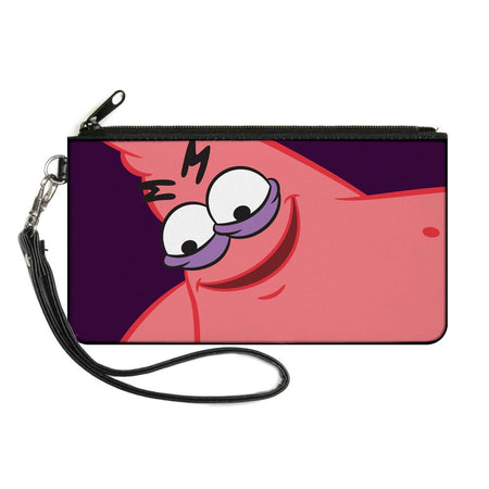 SpongeBob SquarePants Canvas Zipper Wallet Savage Patrick Pose with Detachable Wrist Strap Purple Large - Paramount Shop