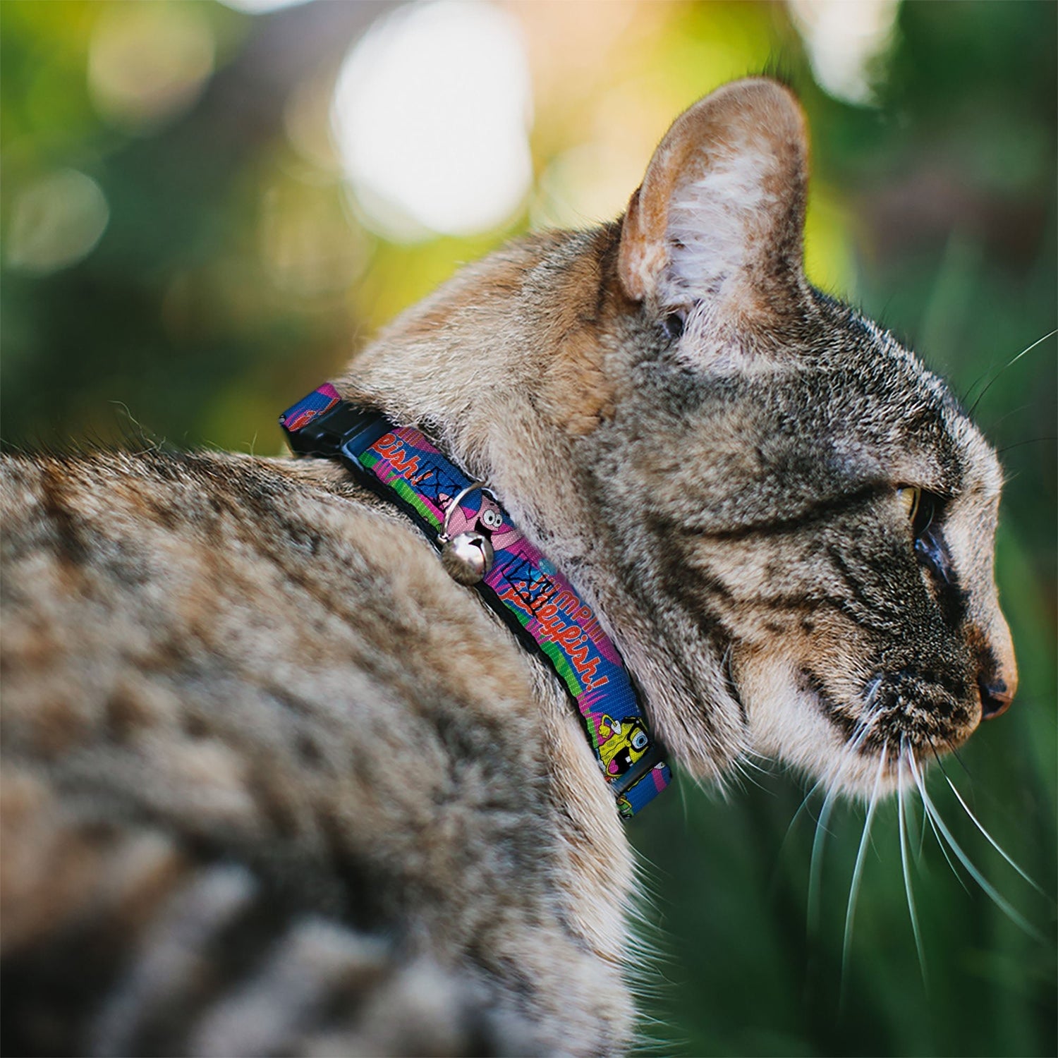 SpongeBob SquarePants Cat Collar Nerd SpongeBob & Patrick Starfish Running JUMPIN' JELLYFISH! Breakaway with Bell Multi Color Red - Paramount Shop