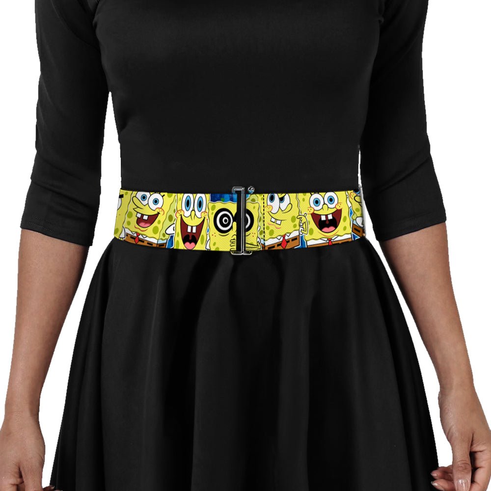 SpongeBob SquarePants Cinch Waist Belt Expressions Stripe Elastic Blue - Paramount Shop