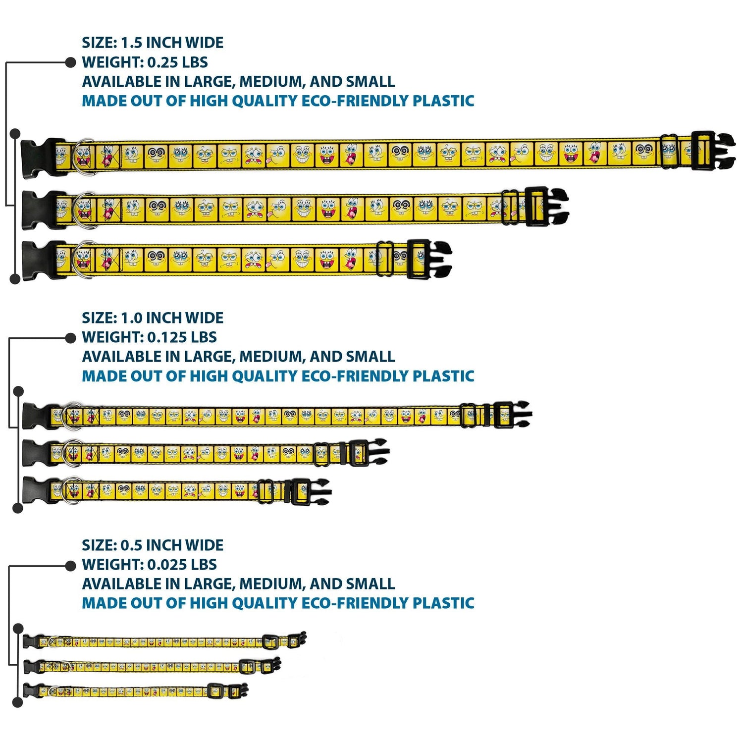 SpongeBob SquarePants Dog Collar 10 - Expressions Filmstrip Vibrant Yellows/Black/White - Paramount Shop