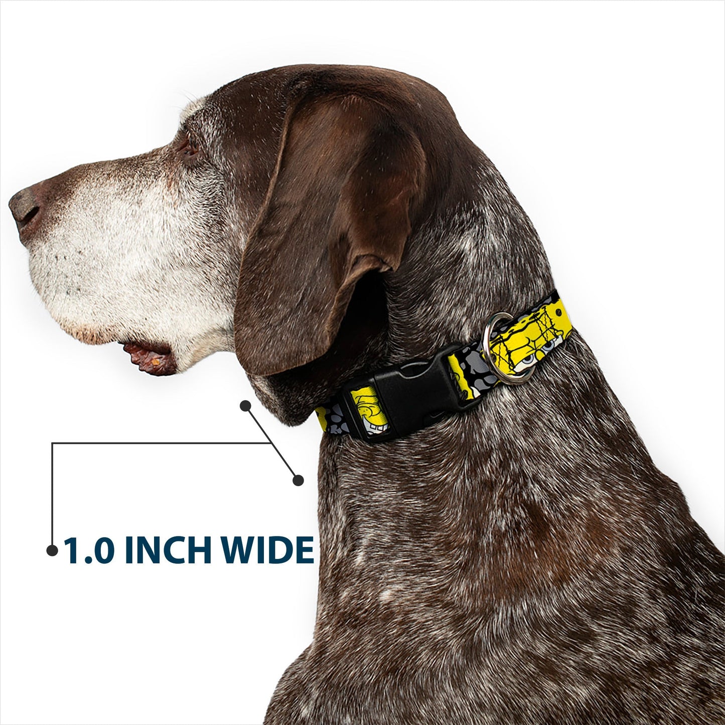 SpongeBob SquarePants Dog Collar 4 - CLOSE - UP Expressions Crackle Black/Gray/Yellow - Paramount Shop