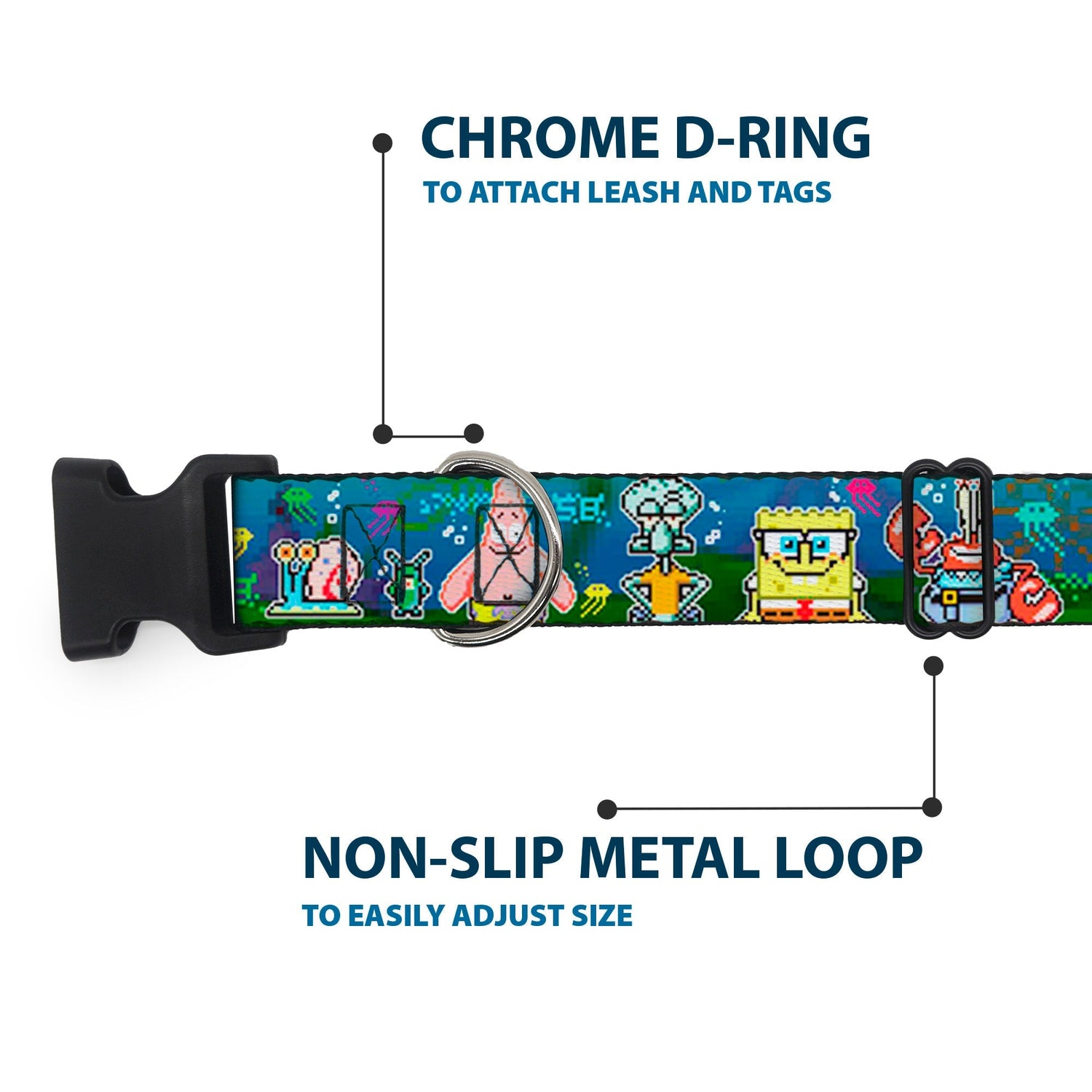 SpongeBob SquarePants Dog Collar 8 - Bit Scene Plastic Clip - Paramount Shop