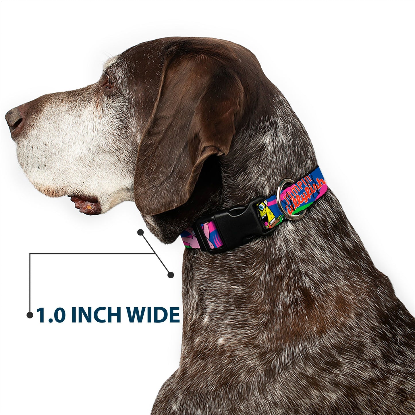 SpongeBob SquarePants Dog Collar Nerd SpongeBob & Patrick Starfish Running JUMPIN' JELLYFISH! Plastic Clip Multi Color/Red - Paramount Shop