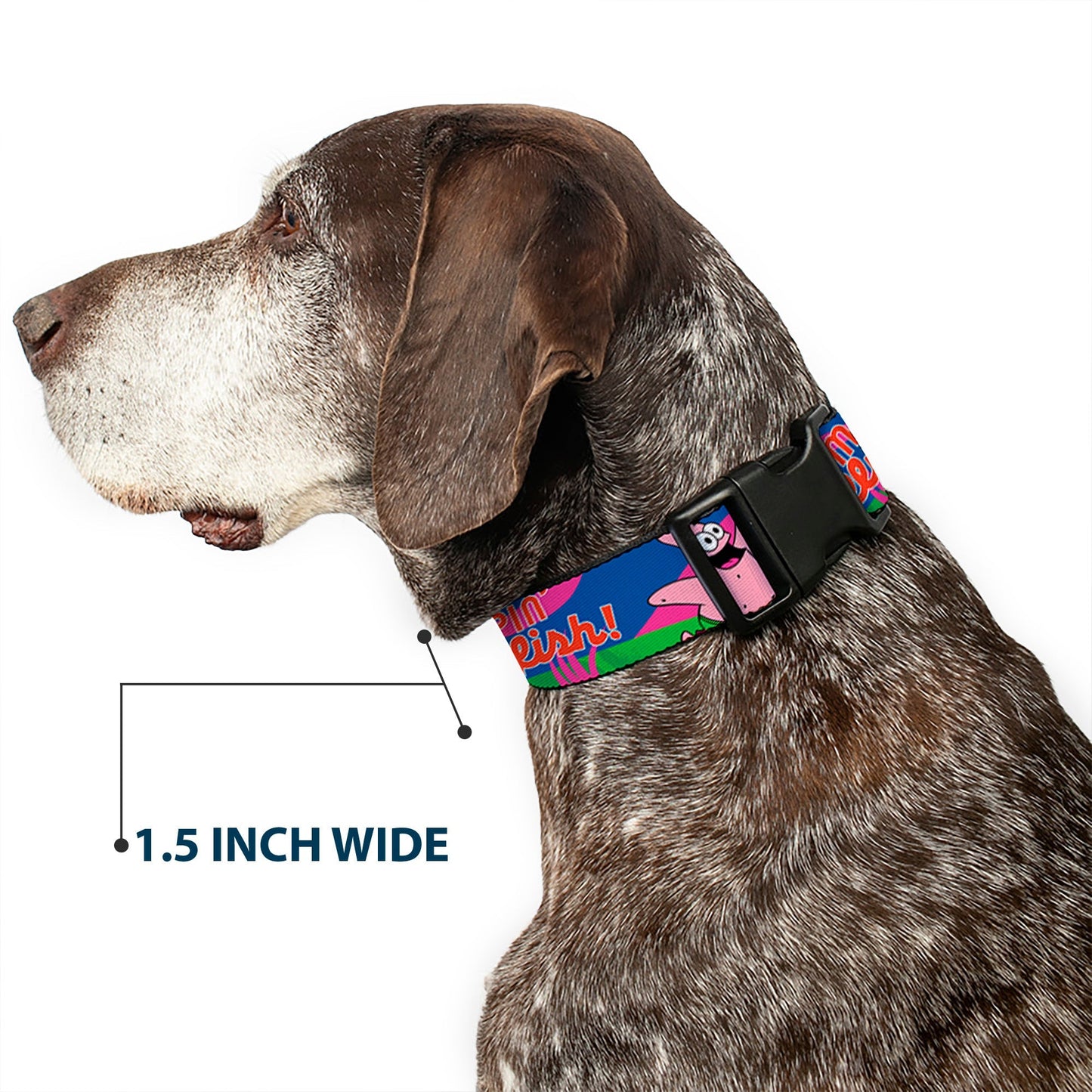 SpongeBob SquarePants Dog Collar Nerd SpongeBob & Patrick Starfish Running JUMPIN' JELLYFISH! Plastic Clip Multi Color/Red - Paramount Shop