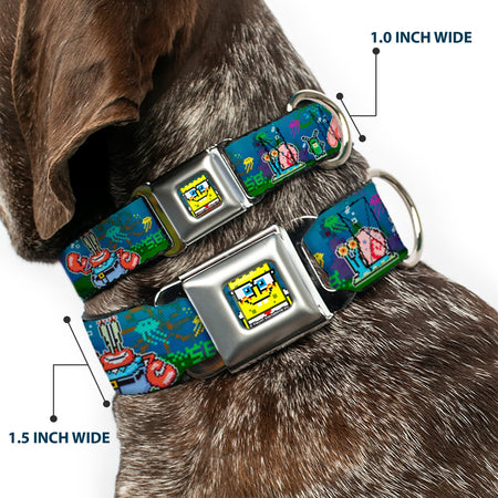 SpongeBob SquarePants Dog Collar Pixelated Nerd Pose 8 - Bit Scene Full Color Blue - Paramount Shop
