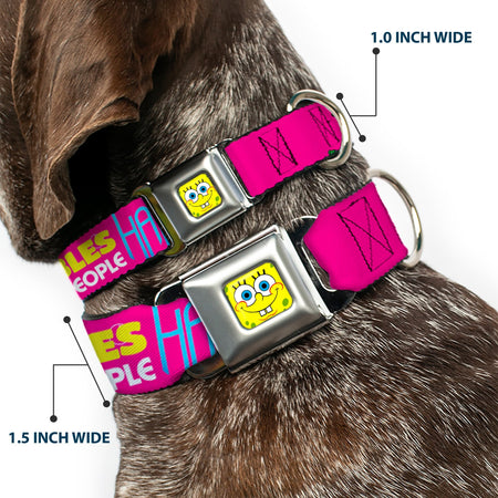 SpongeBob SquarePants Dog Collar SpongeBob Face Patrick Pose Bubbles Design Seatbelt Buckle Pink Yellow Blue - Paramount Shop