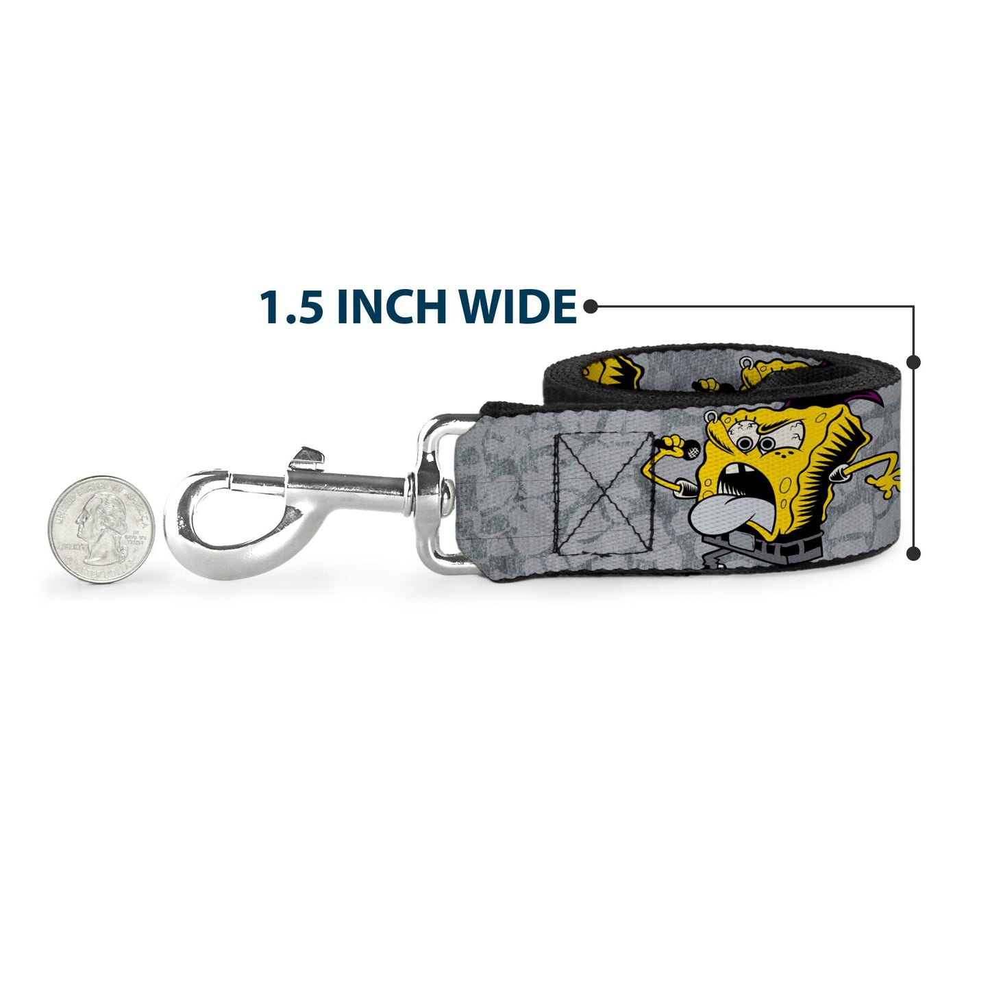 SpongeBob SquarePants Dog Leash 3 - Poses SPONGEITUDE Grays Black - Paramount Shop
