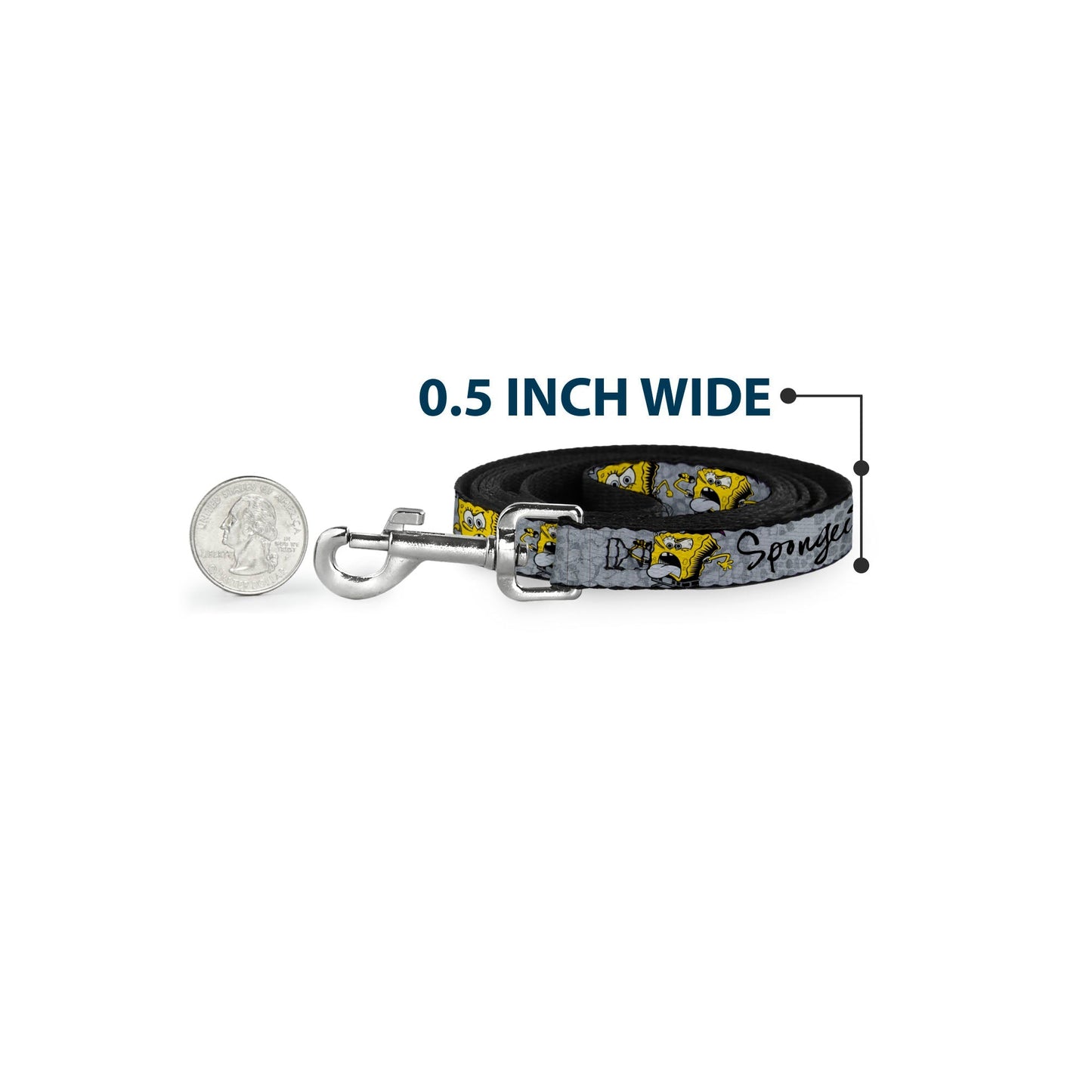 SpongeBob SquarePants Dog Leash 3 - Poses SPONGEITUDE Grays Black - Paramount Shop