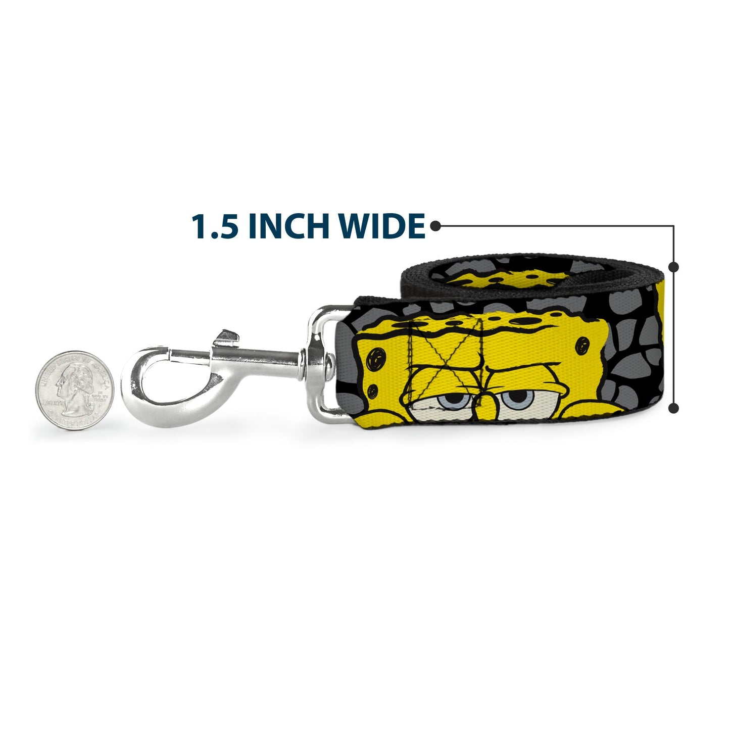 SpongeBob SquarePants Dog Leash 4 - CLOSE - UP Expressions Crackle Black/Gray/Yellow - Paramount Shop