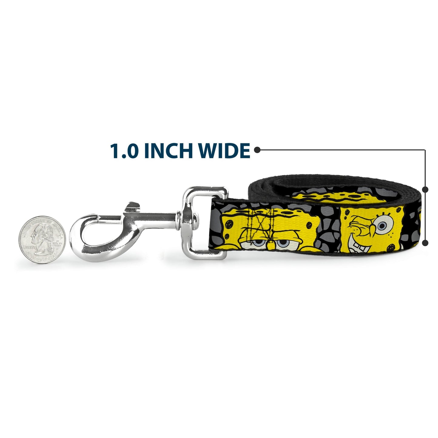 SpongeBob SquarePants Dog Leash 4 - CLOSE - UP Expressions Crackle Black/Gray/Yellow - Paramount Shop