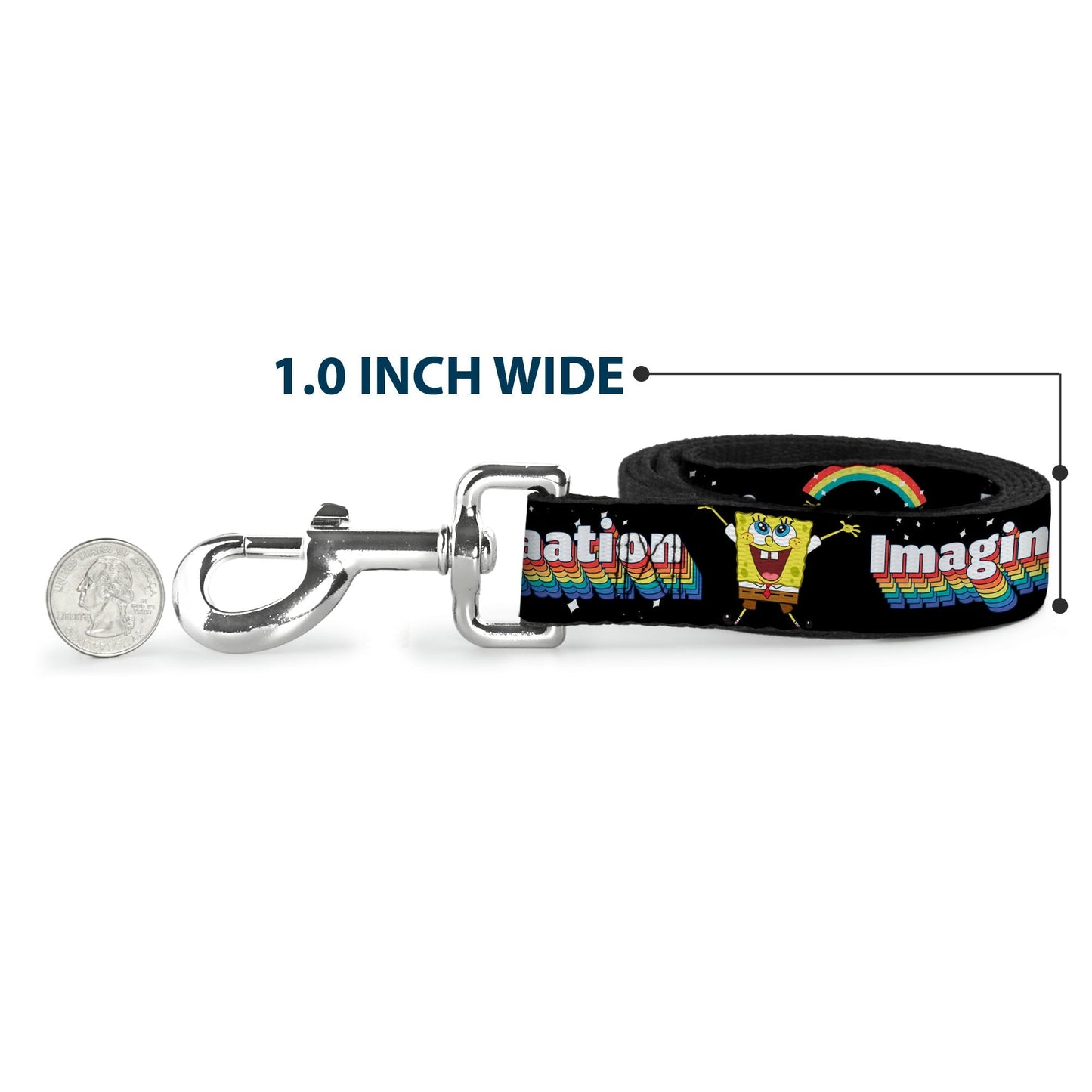 SpongeBob SquarePants Dog Leash Arms Up Rainbow Pose Durable Black Multi Color - Paramount Shop