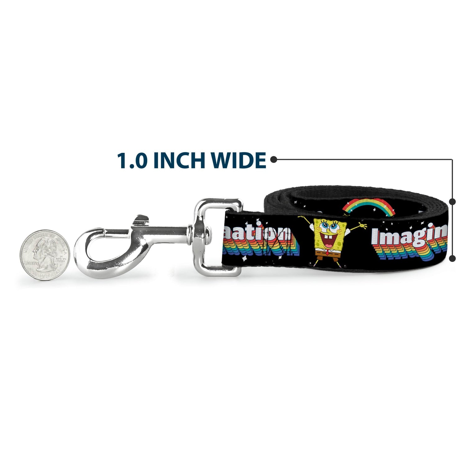 SpongeBob SquarePants Dog Leash Arms Up Rainbow Pose Durable Black Multi Color - Paramount Shop
