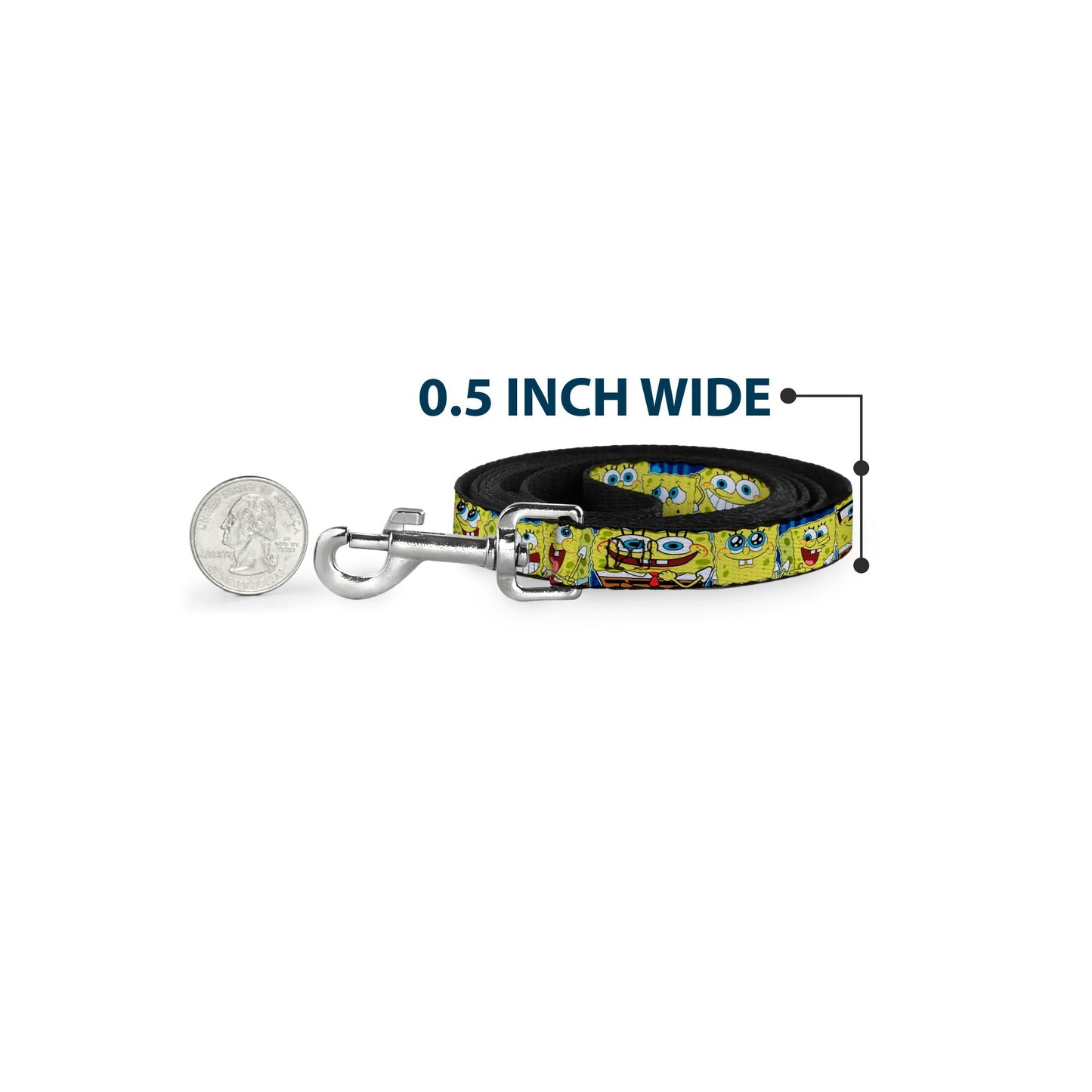SpongeBob SquarePants Dog Leash Expressions Stripe Blue - Paramount Shop