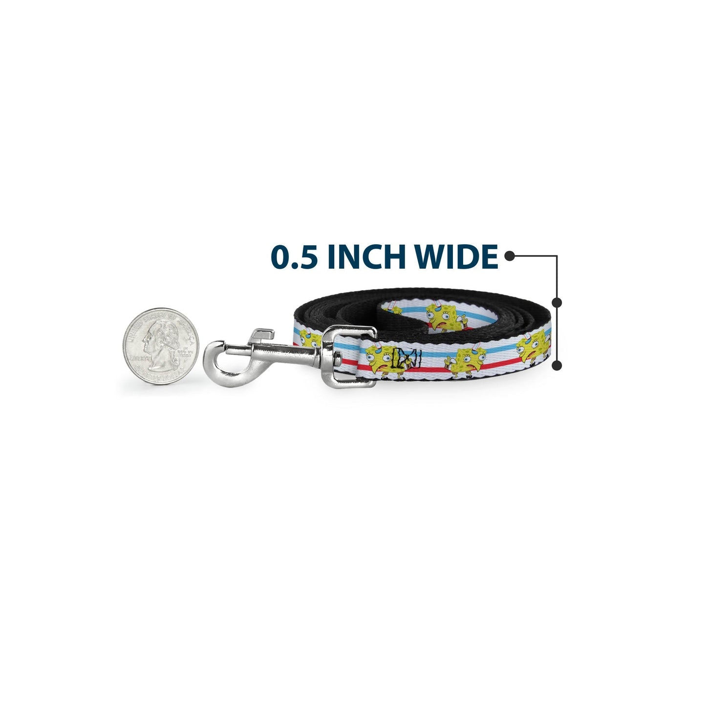 SpongeBob SquarePants Dog Leash Mocking SpongeBob Pose Stripe White/Blue/Red - Paramount Shop