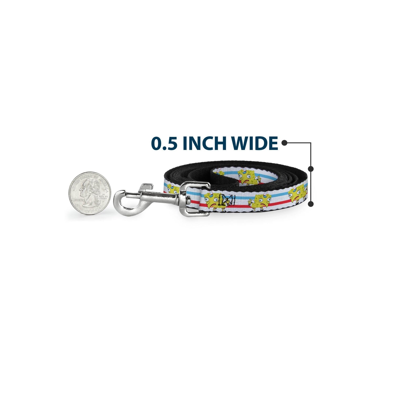SpongeBob SquarePants Dog Leash Mocking SpongeBob Pose Stripe White/Blue/Red - Paramount Shop