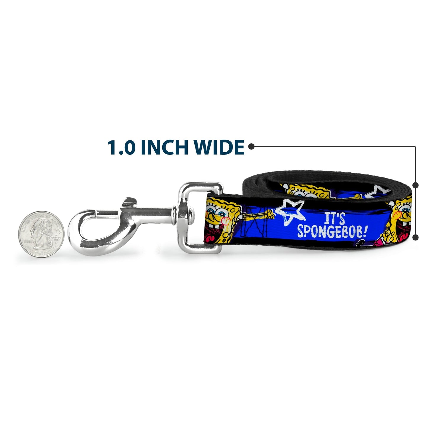 SpongeBob SquarePants Dog Leash Pose IT'S SPONGEBOB! Stripe Black Blue White - Paramount Shop