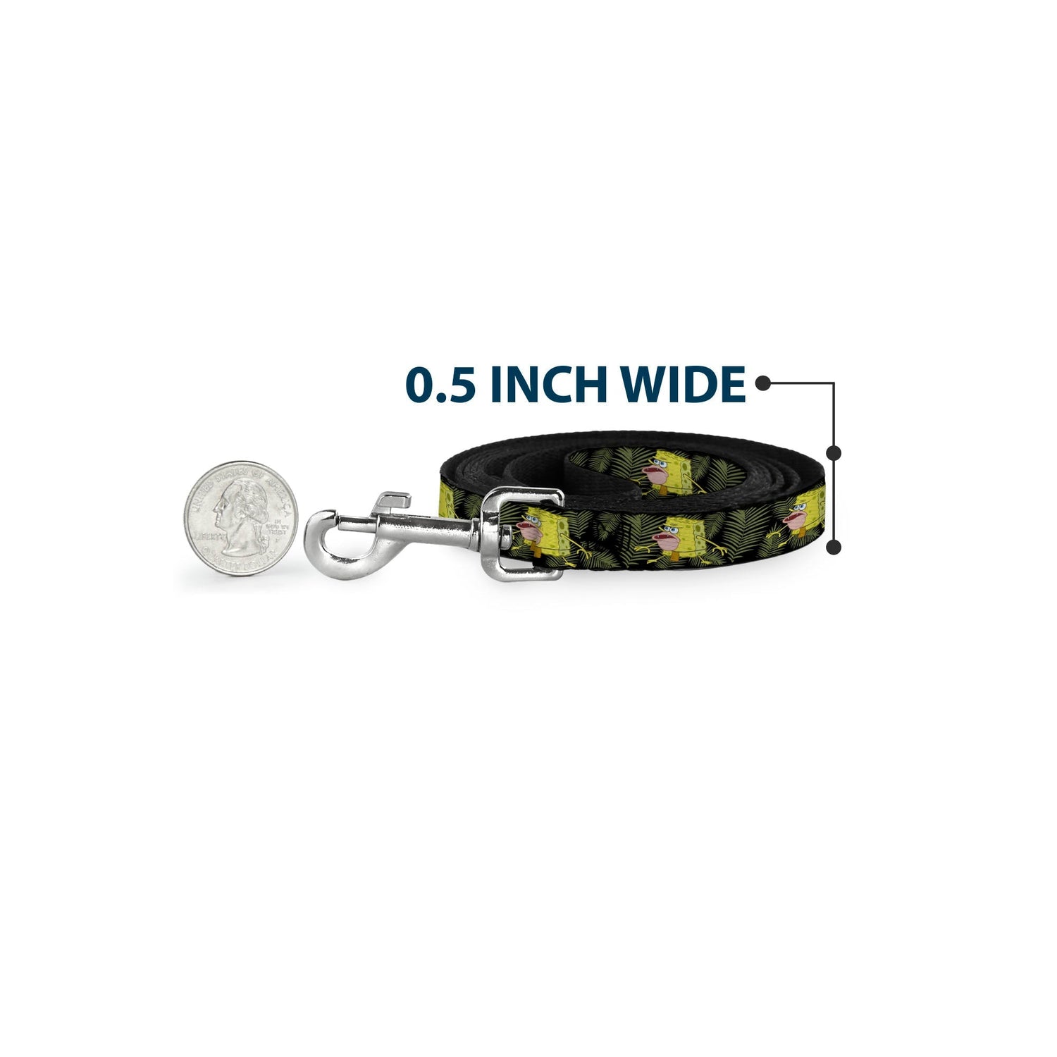 SpongeBob SquarePants Dog Leash Primitive Sponge Pose Leaves Black Green - Paramount Shop