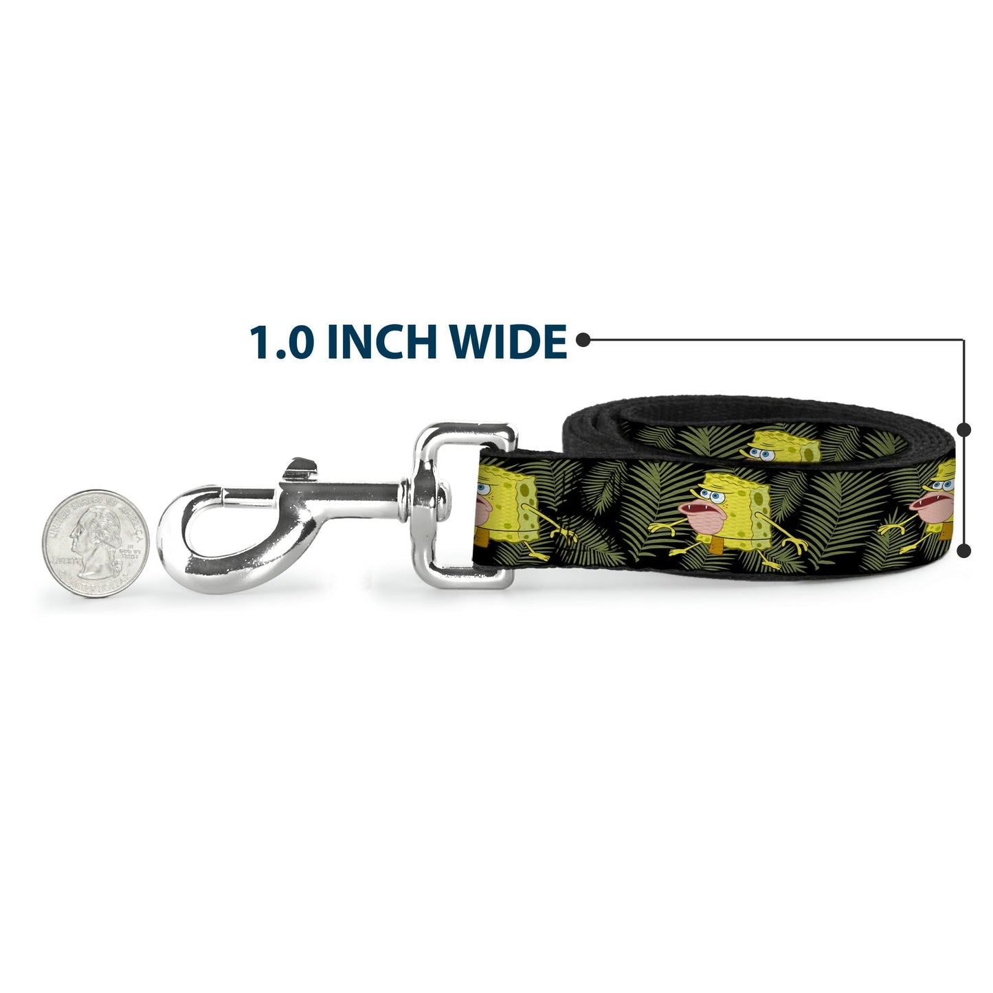 SpongeBob SquarePants Dog Leash Primitive Sponge Pose Leaves Black Green - Paramount Shop