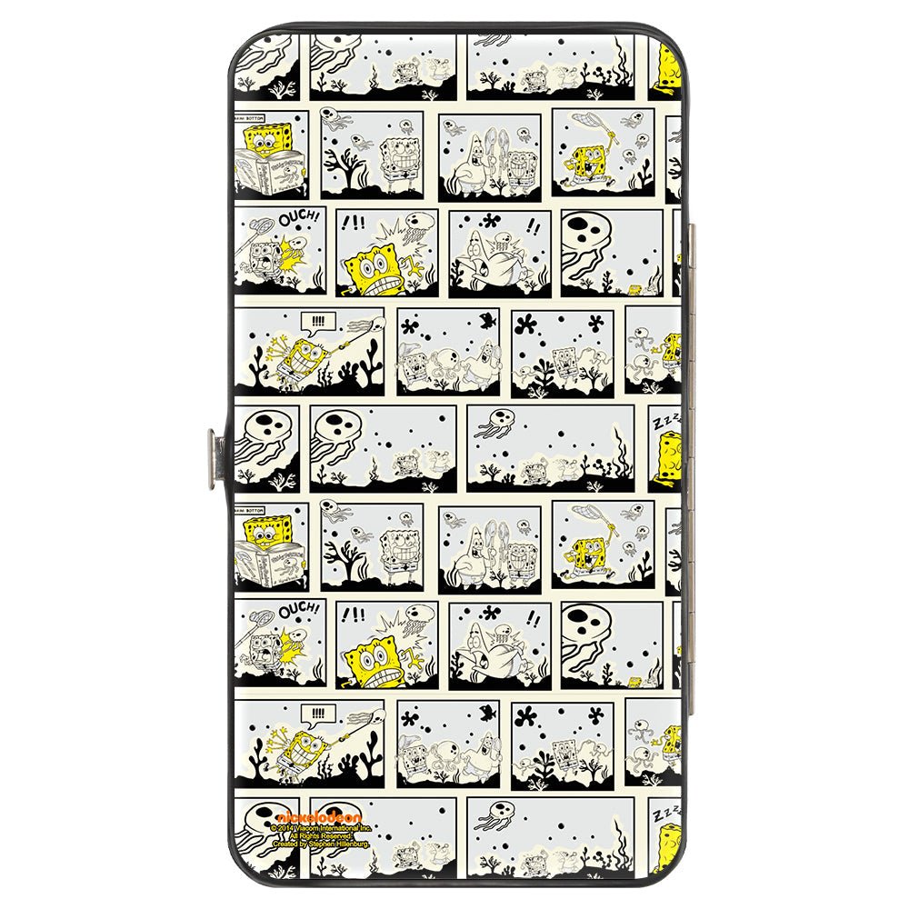 SpongeBob SquarePants Hinged Wallet Breakthrough Scene Blocks Vegan Leather Stainless Steel 7.0x4.0x0.75 Inches - Paramount Shop