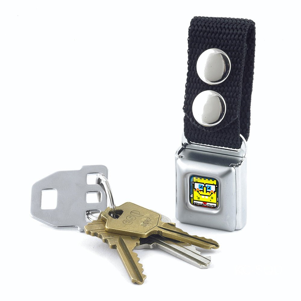 SpongeBob SquarePants Keychain Pixelated Nerd Pose SeatBelt Buckle Blue - Paramount Shop