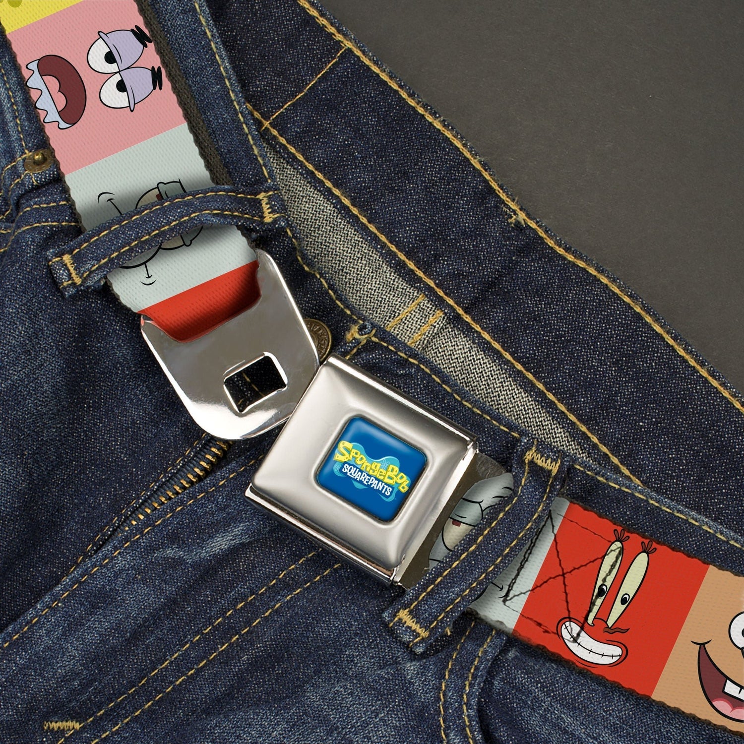 SpongeBob SquarePants Logo Seatbelt Belt Expression Blocks Multi - Color - Paramount Shop