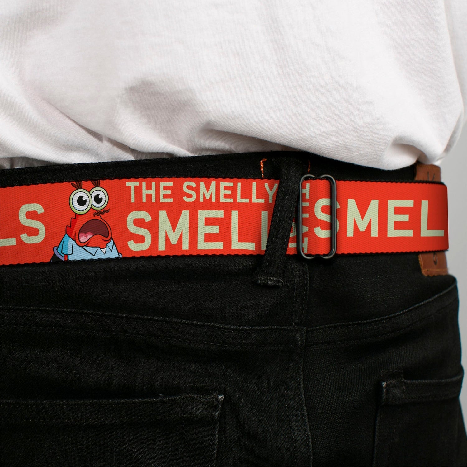 SpongeBob SquarePants Logo Seatbelt Belt Full Color Black/Blues - Paramount Shop