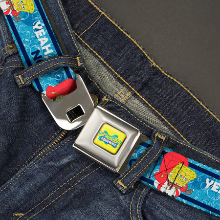 SpongeBob SquarePants Logo Seatbelt Belt Imma Head Out Pose Yellow and Blue - Paramount Shop