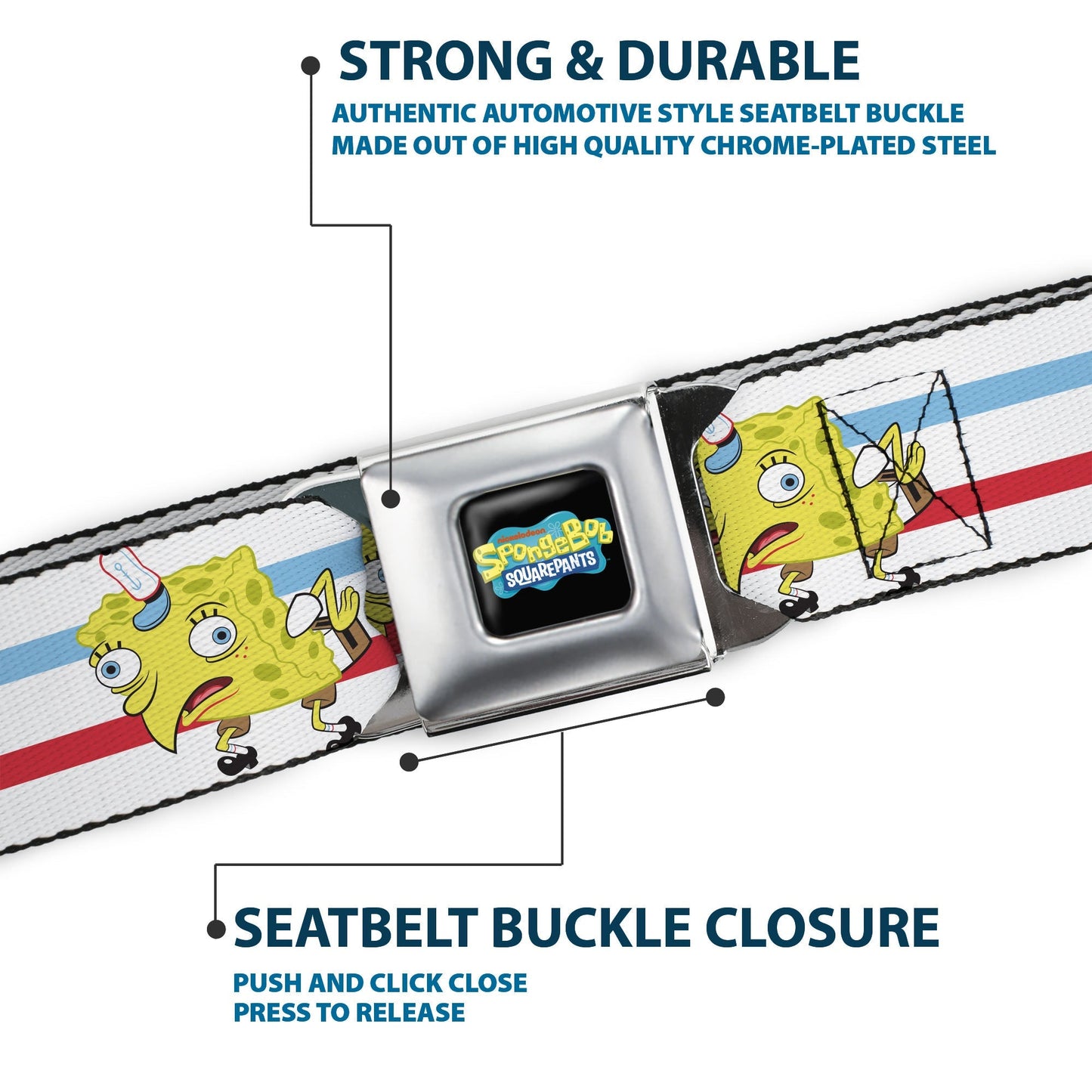 SpongeBob SquarePants Logo Seatbelt Belt Mocking Pose Stripe - Paramount Shop